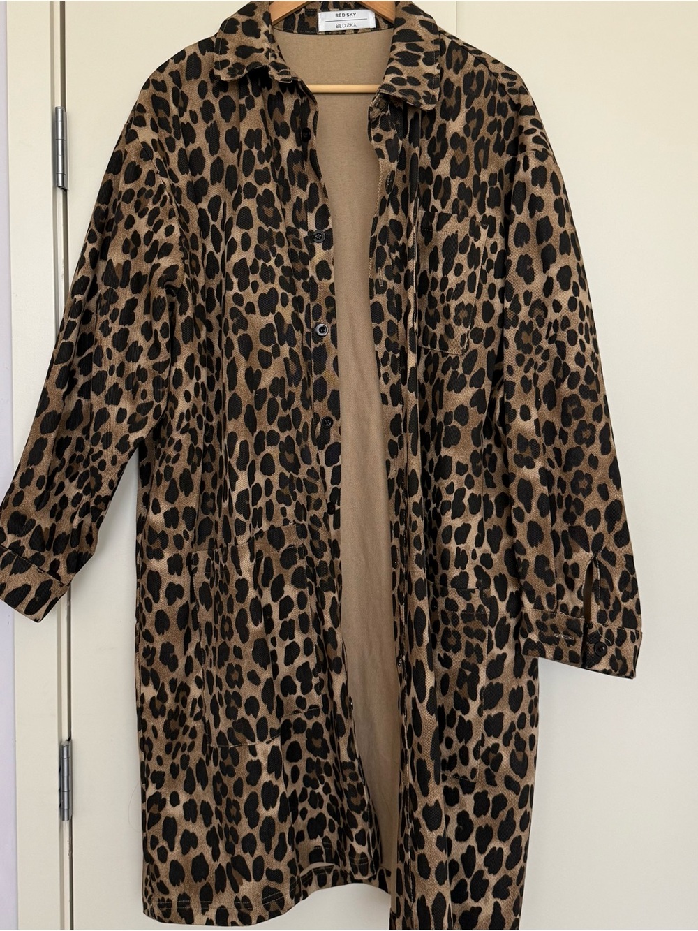 NWT Red Sky Leopard Chore Coat One Size Oversized Heavy Cotton Jacket Dress L XL